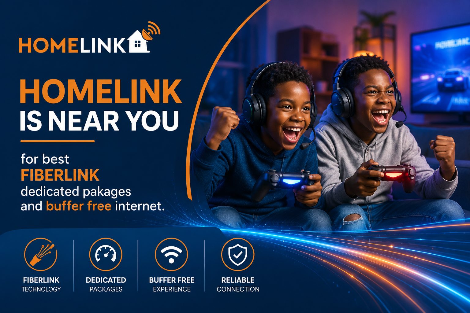 Gamers enjoying buffer-free Homelink internet